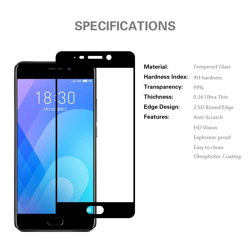 2 шт. для Meizu M6 / Meilan 6 закаленное стекло 5 9h Защитная полная защита экрана пленка