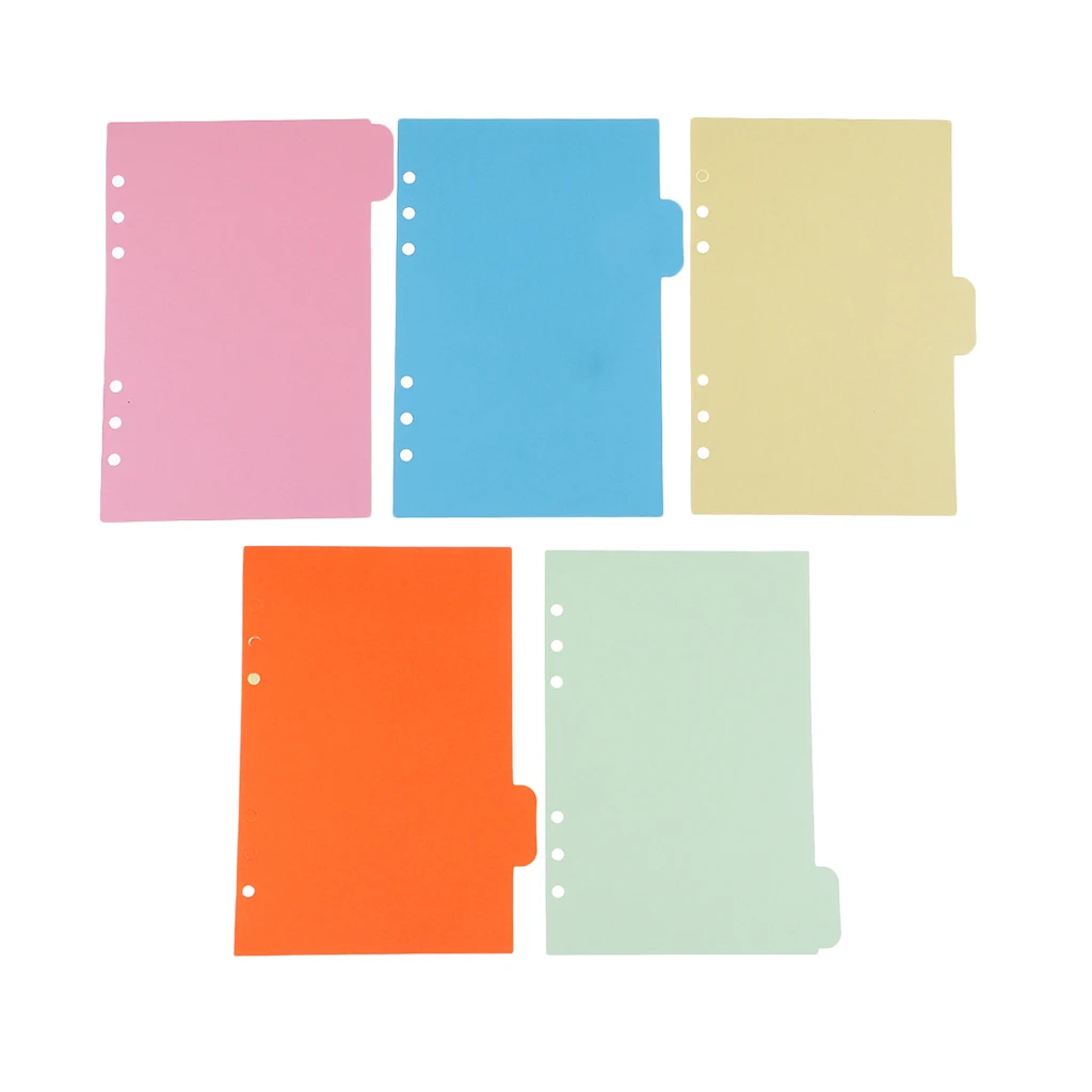5 Pieces Solid A5 Size Kraft Paper Tabbed Paper Planner Notebook Album Divider Index Page