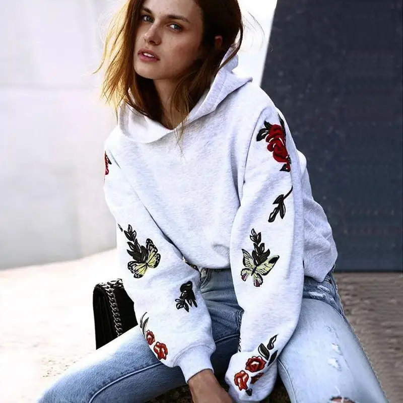Womens Pullover Sweatshirt Hoodie Fashion Butterfly Skull Print Hoodie Tops Jumper Fashion Casual Outerwear