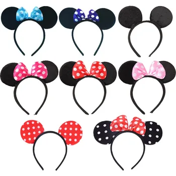 

Cute Shiny Minnie Hairband Red Rat Ears Headbands For Women Hair Bows Accessories Birthday Party Celebration Hot Christmas Decor