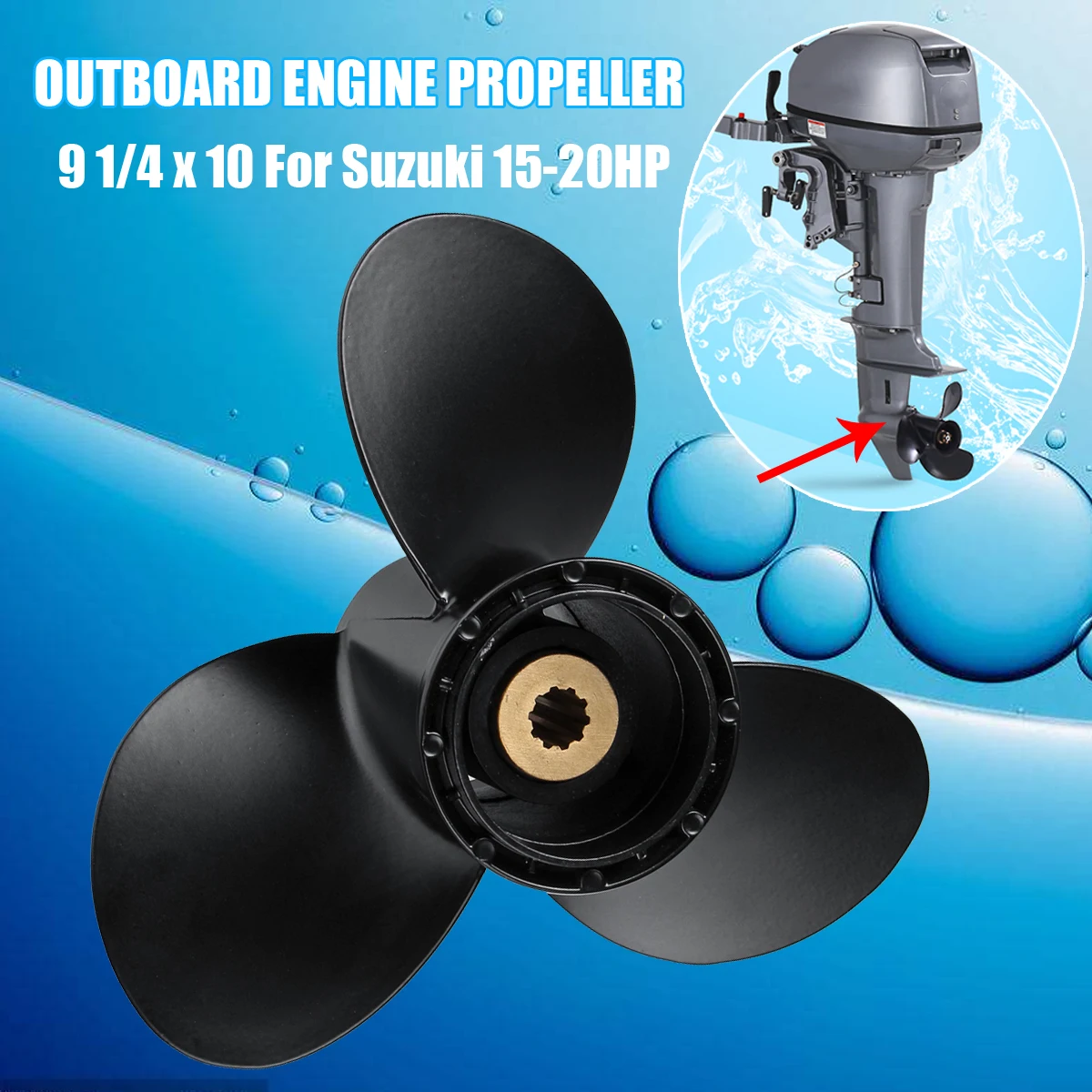 

Marine Boat Engine Propeller 9 1/4 x 10 Outboard Engine Propeller For Suzuki 15-20HP