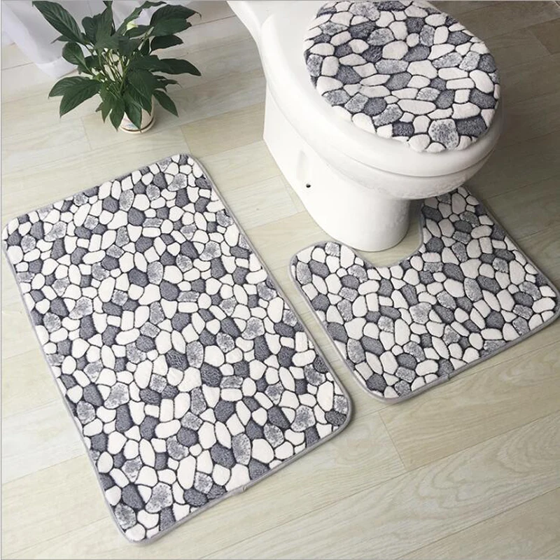 

3PCS/Set Living-room Bathroom Door Mat Set Comfortable Kitchen Bedroom Carpet Pad Super Absorbent Plush For Home