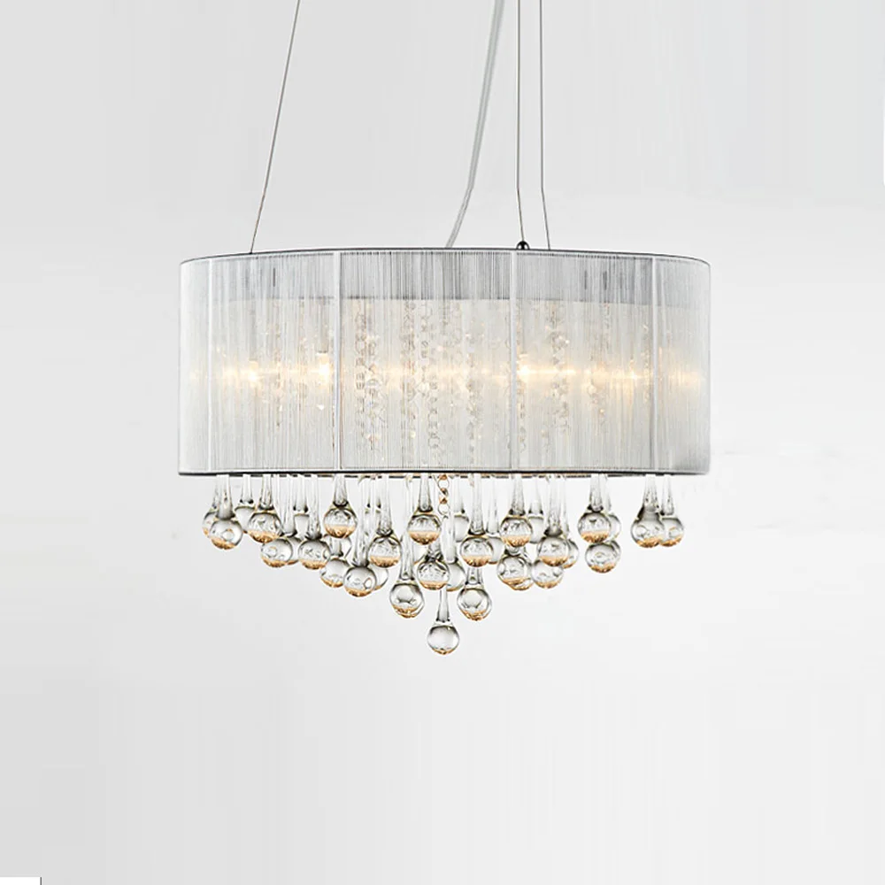 

New Modern Crystal Decorated Pendant light Drawbench Lampshade Living Room Pedant Light Free Shipping Style Bedroom Pendant lamp