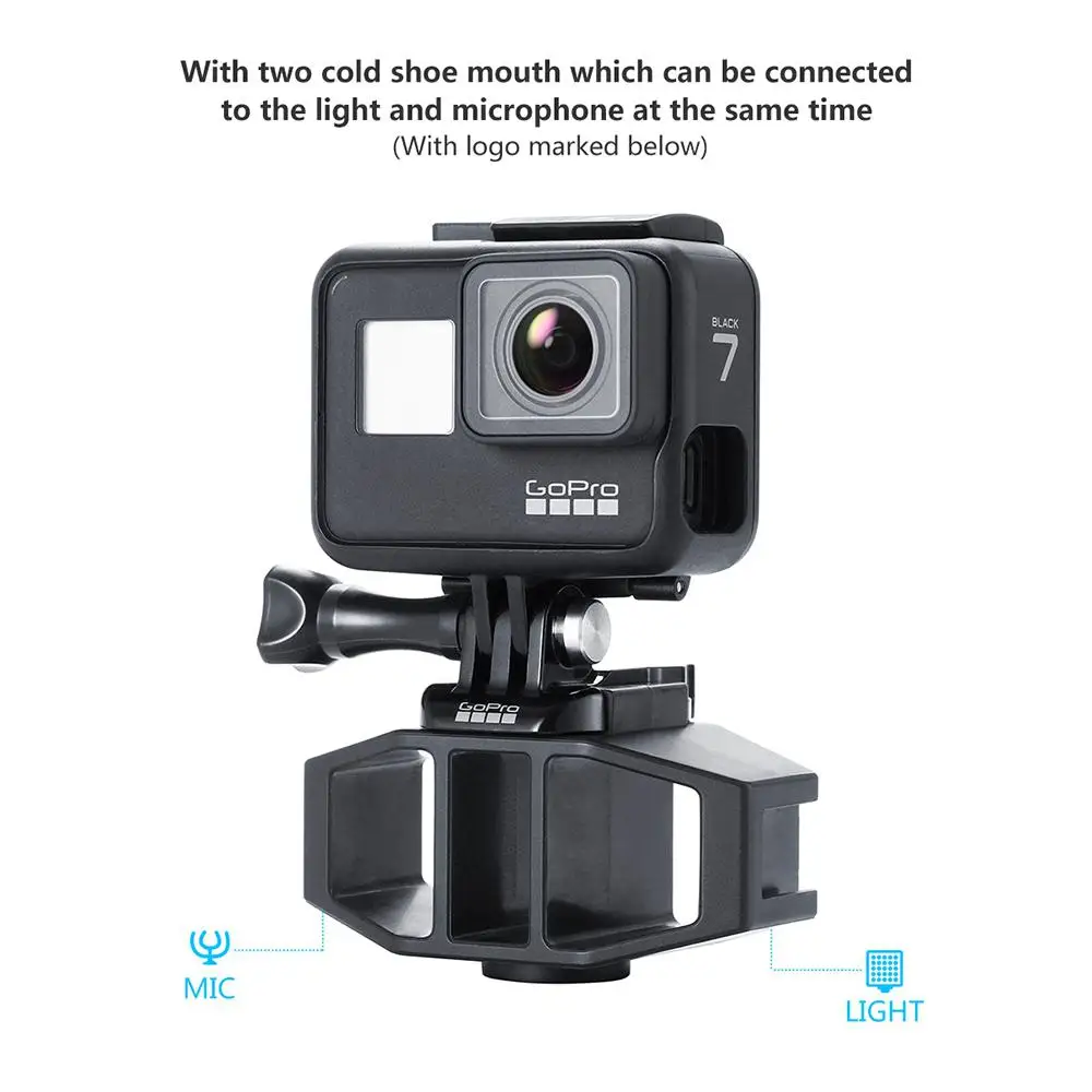 Yiwa VIJIM GP-1 штативы Vlogging GoPro установочный кронштейн с 2 холодными башмаками крепление для микрофона Штатив Адаптер для DJI OSMO ACTION