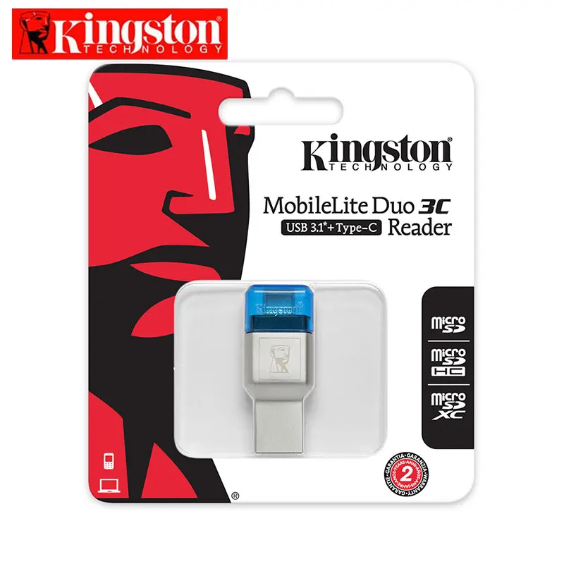 Original Kingston Micro SD Card Reader USB 3.1 Type A and Type C Dual