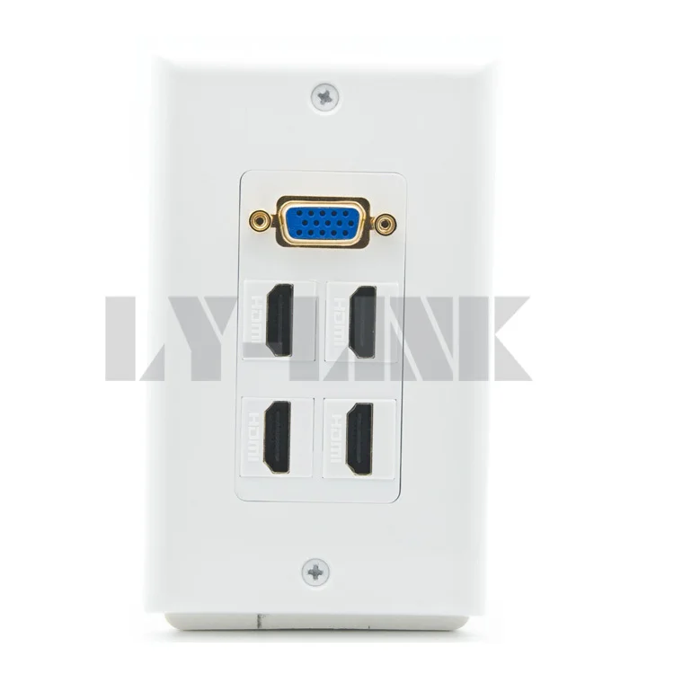 VGA and 4 ports HDMI wall plate with female to female connectorin