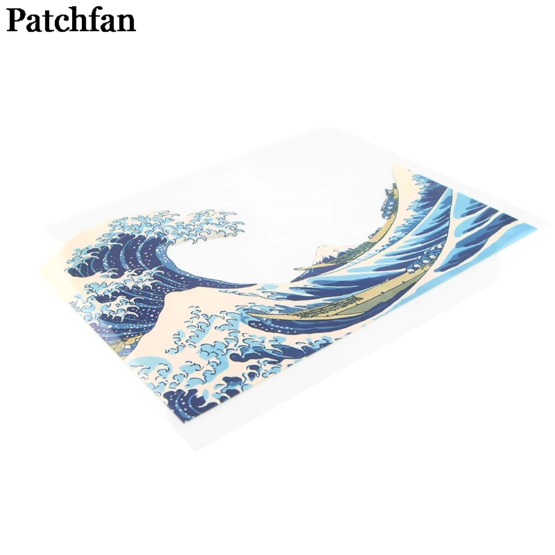 Patchfan Hokusai волн Живопись 90s Винтаж DIY термопресс стикер Утюг на нашивках ручной работы на одежде термопередача A2202