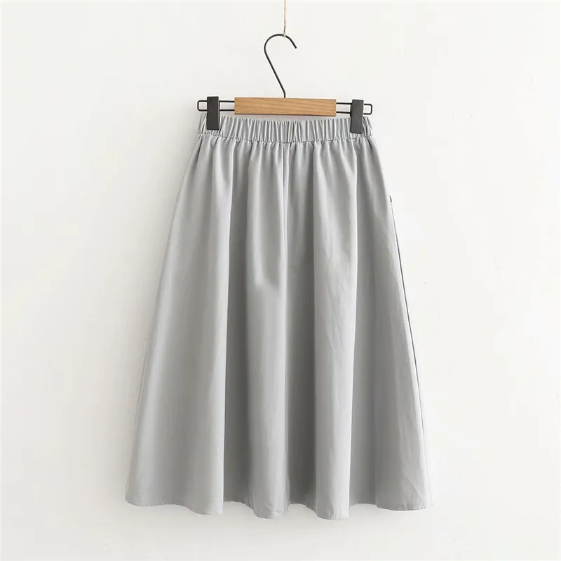 Gladiolus Harajuku Skirts Womens High Waist Button Pockets Tunic Gray Black Pink Midi Women Summer Skirt Faldas mujer moda 2019 (19)