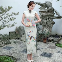 2018 White Cheongsam Sexy Long Qipao Dress Traditional Chinese Dresses China Clothing Store Chino Tradicional Oriental Collars