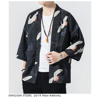 

Sinicism Store Men Print Kimono Casual Jackets 2020 Mens Thin Japan Jacket Chinese Style Summer Male Open Stitch Clothing