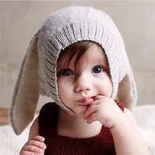 Детские шапки с заячьими ушками, мягкие теплые шапки, милые вязаные шерстяные шапки с кроличьими ушками для малышей, шапки унисекс для маленьких От 0 до 3 лет, реквизит для фотосессии новорожденных