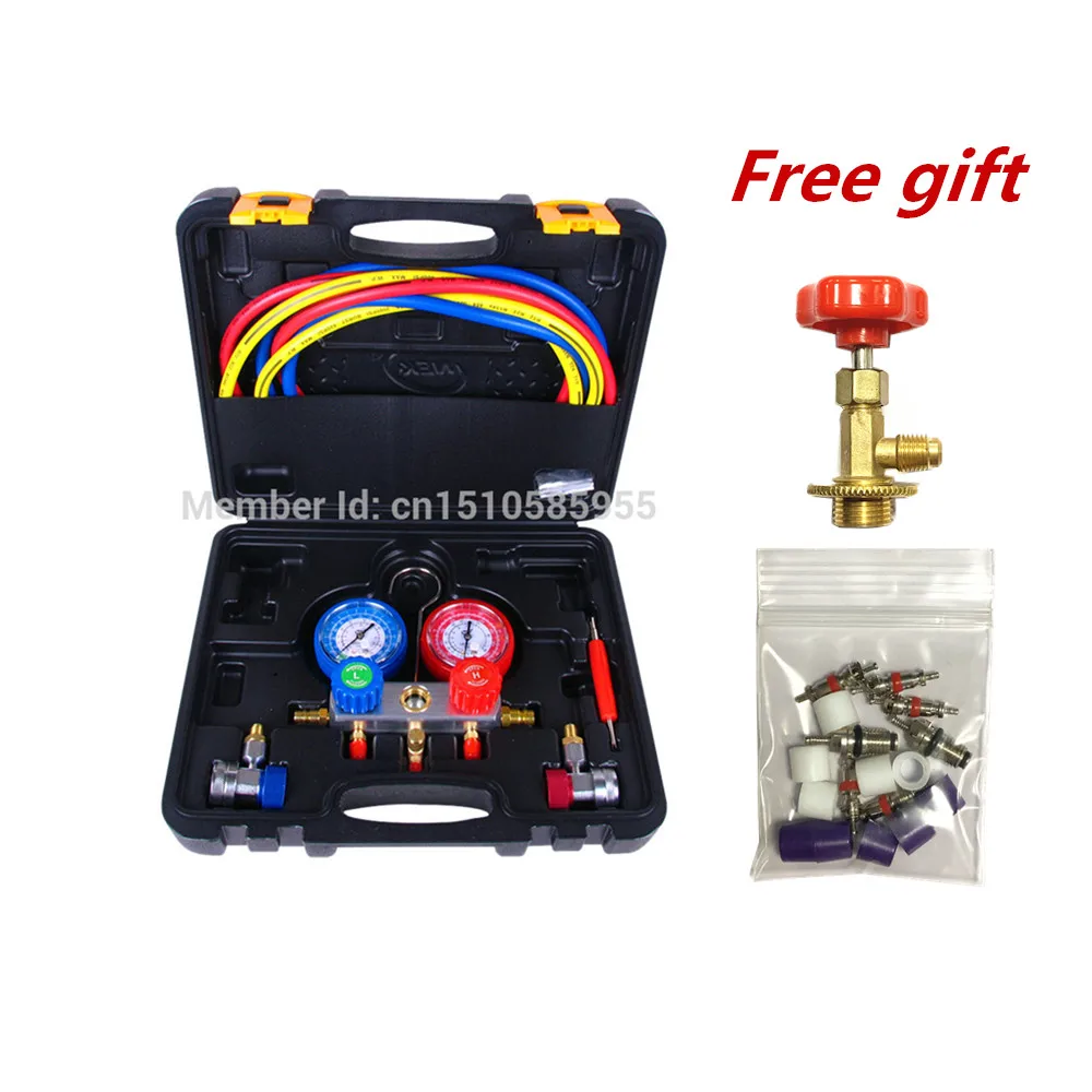 KIT DE LLENADO DE AIRE ACONDICIONADO PARA COCHE GAS R134A 3 EN 1 Adaptador Hplp 88403345