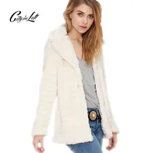 2016 Women Winter Faux Fur Coat Outwear Long Sleeve Faux Turn Down Collar White Fur Coat Warm Causal Fashion Outwear Jacket 666