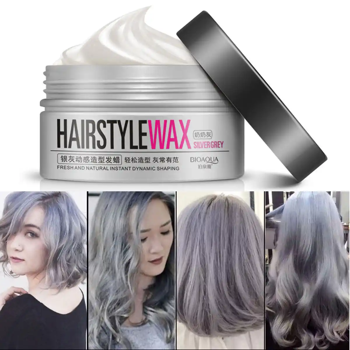 Bioaqua Unisex Temporary Modeling Gray Silver Diy Hair Color Wax Hair Mud Water Gel Hair Modelling Styling Products