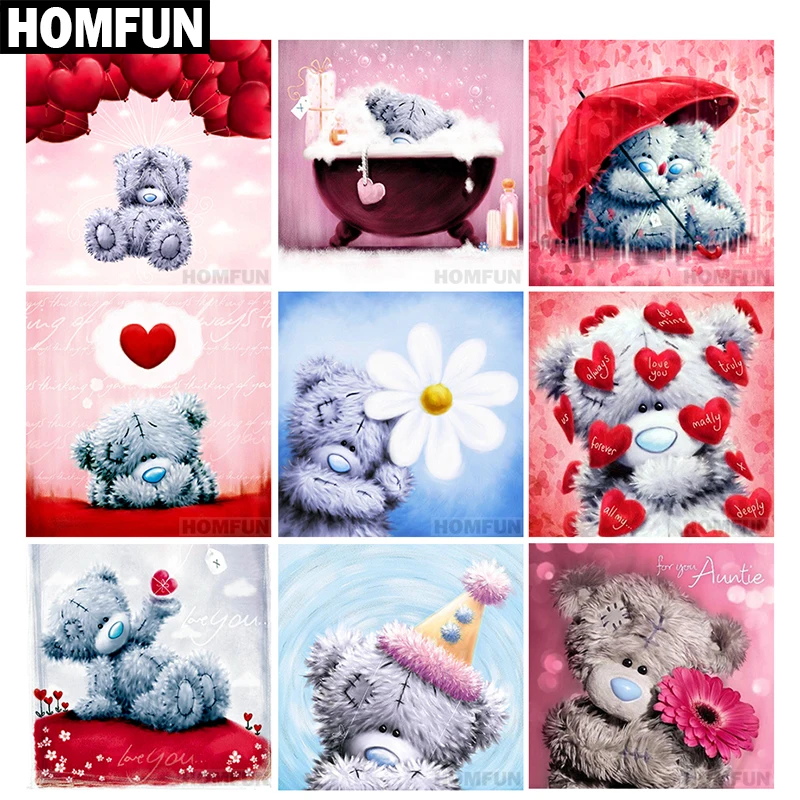 Алмазная 5D картина HOMFUN мультяшный Мишка Тедди вышивка крестиком из