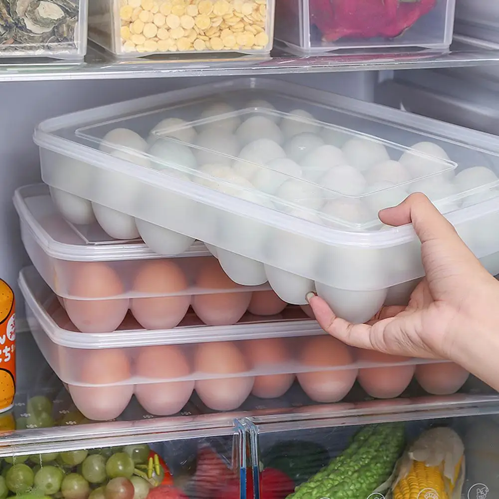 

TPFOCUS 1 Layer 34 Grids Egg Tray Dumplings Box for Kitchen Refrigerator Storage