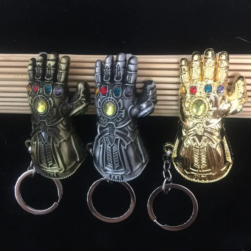 

The Avengers 3 Infinity War Thanos Infinite Gauntlet Keychains Cosplay Keyring Car Holder