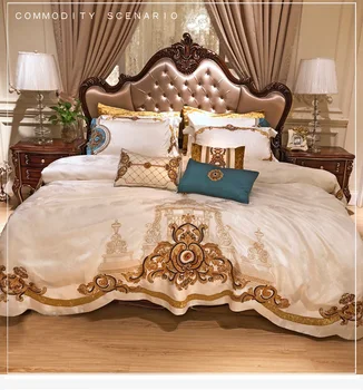 

Europe Embroidered Egyptian cotton Royal Bedding sets Stain Queen King Western Duvet Clover Bed sheet set Pillowcases 4/6pcs