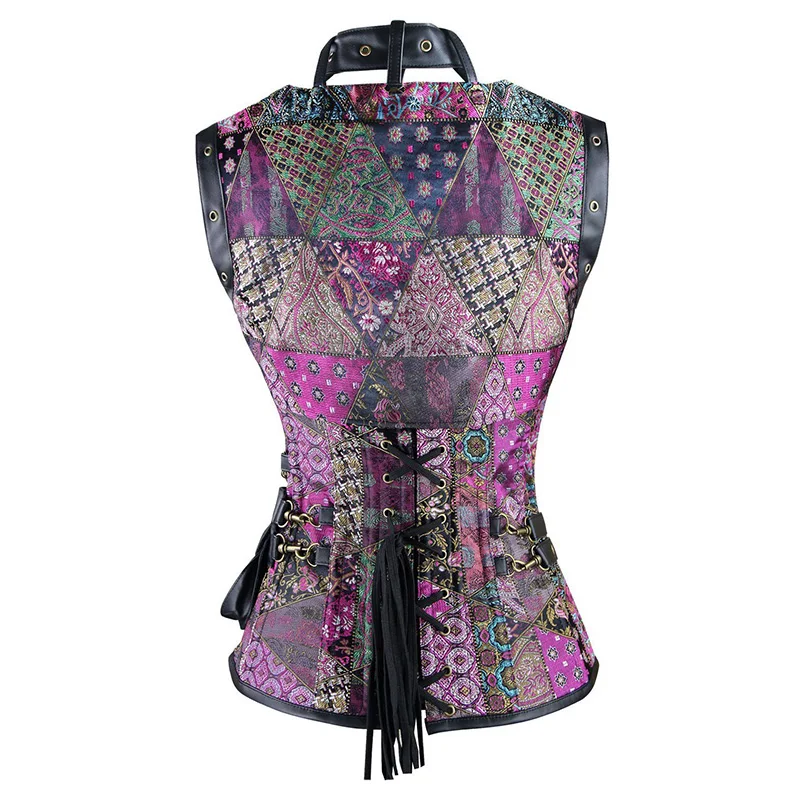 Red Black Steampunk Corset Gothic Clothing Steel Boned Sexy Corsets And Bustiers Vintage Burlesque Costumes Corselete Feminino (8)