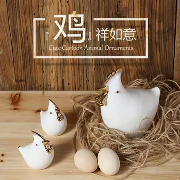 

Porcelain Fowl easter Figurine Ceramic Chicken Miniature Home Decor Wedding Gift and Craft Valentine's Day Ornament Accessories