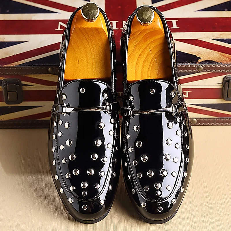 Large size 5.5 14 Men dress shoes leather Pointed toe Rivet Fashion ...