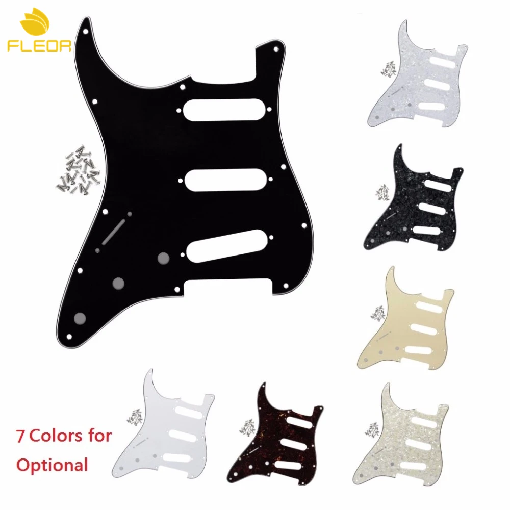 

FLEOR 1PCS Left Handed Guitar Pickguard SSS Pure Aluminum Foil Shield w/ Mounting Screw Guitar for 11 Holes Strat Guitar Parts