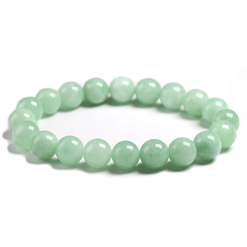 Fine AAA 100% Natural Burmese Green Jade Round  Beads Bracelet Women Stone Jewelry Gemstone Gift Handmade Strand Bracelets