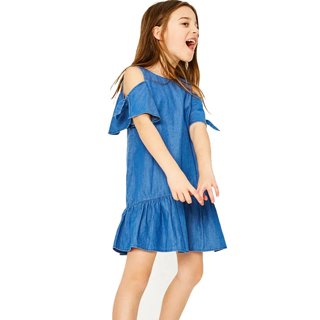 Buy Girls Denim Dress Summer Chiffon Party Dress