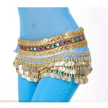 DJGRSTER, один размер, хорошее качество, для танца живота, для бедер, обертывания, 3 слоя, золотые монеты с бриллиантами, пояс для Танцев Живота, цепочка для танца живота