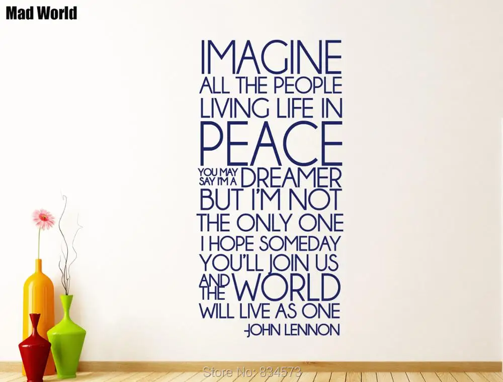 Mad World Imagine All The People Living life in Peace Wall Art Stickers