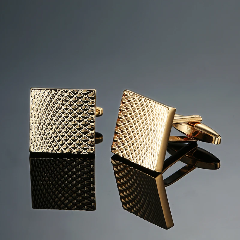 Classic Square gold Hand engraving Bussiness High Quality cuff links For Men Formal Business