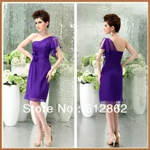 One Shoulder Sweetheart Chiffon Short Bridesmaids Dress