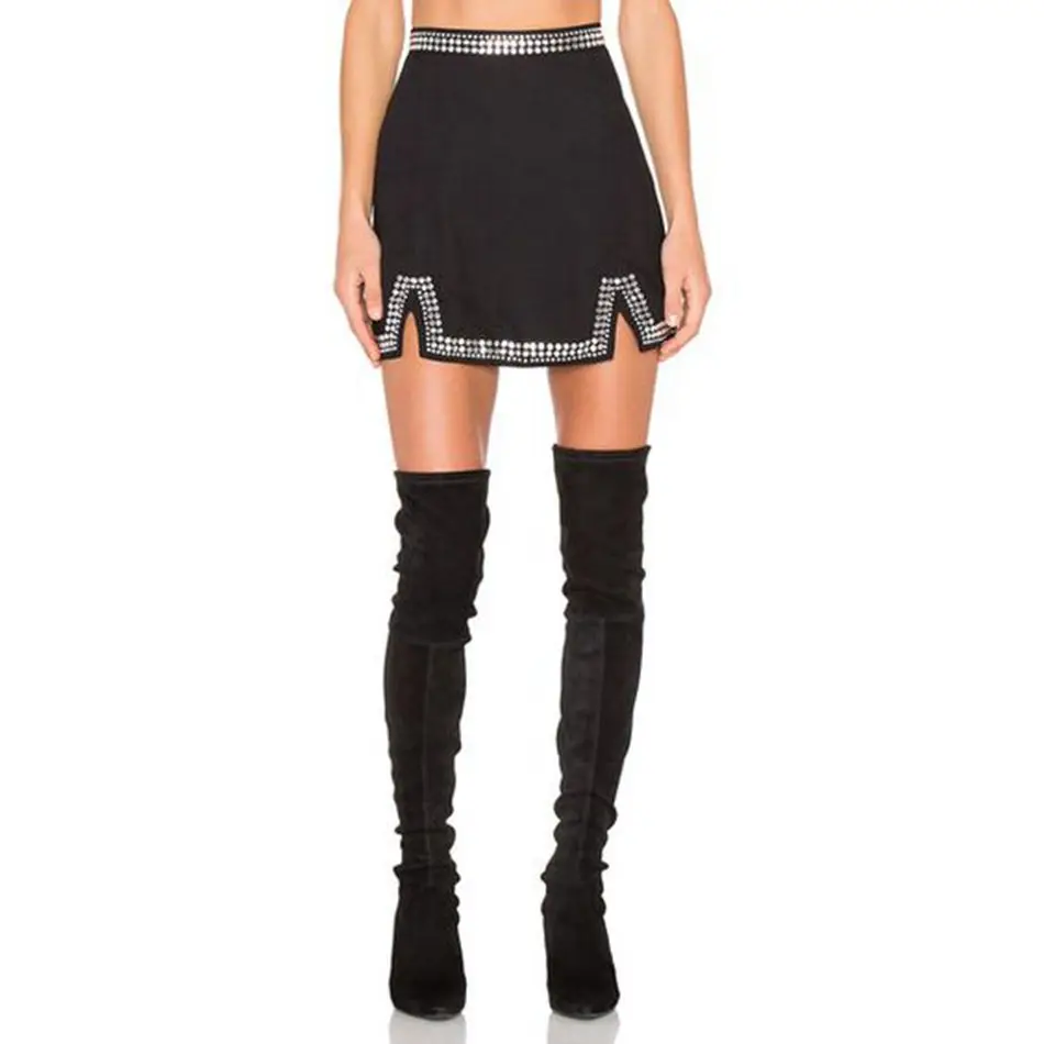 2018 Newest Summer Bandage Skirt Women Runway Black Celebrity Party