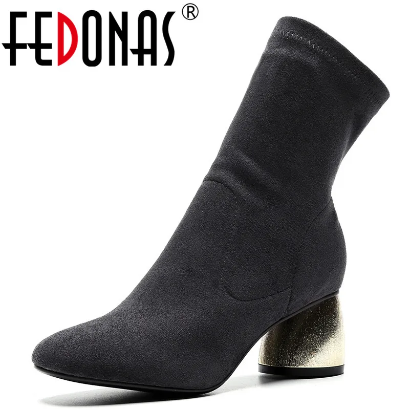 

FEDONAS Fashion Ankle Boots High Heels Autumn Winter Martin Shoes Woman Party Night Club Pumps Sexy Stretch High Boots