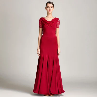 Дешевые Бальные платья для вальса одежда для бальных танцев Вальс платье фокстрот танцевальное платье современные танцевальные костюмы - Цвет: Wine Red