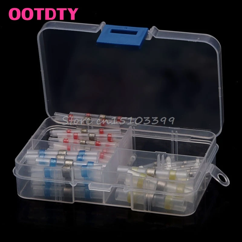 

50Pcs 26-10AWG Assorted Solder Sleeve Heat Shrink Butt Wire Splice Connector Box G08 Whosale&DropShip