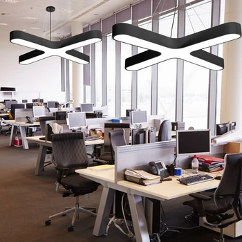 

Modern LED Black Chandelier Light Fixture White Cross Design Acrylic Hanging lamp Suspension Light for Pendant