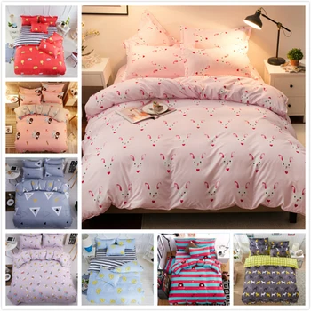 

Creative Rabbit Pattern Kids Adult 3/4 pcs Bedding Set Soft Cotton Bed Linen Single Full Queen King Size 150x200 180x220 200x230