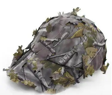 3D outdoor Geely clothing full face mask hood headgear Camo leaves caps fishing camouflage hunting hat headwear masks - Цвет: J