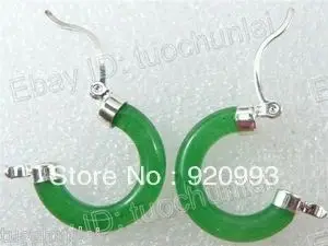 

free P&P*******Charming Green Jade Circle Hoop & Huggie Earring Earrings Jewelry
