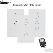 Sonoff T1 1 2 3 Gang Smart WiFi Touch Switch US Panel WiFi RF/ APP/ Touch Control Wall Light Switch Smart Home Works with Alexa