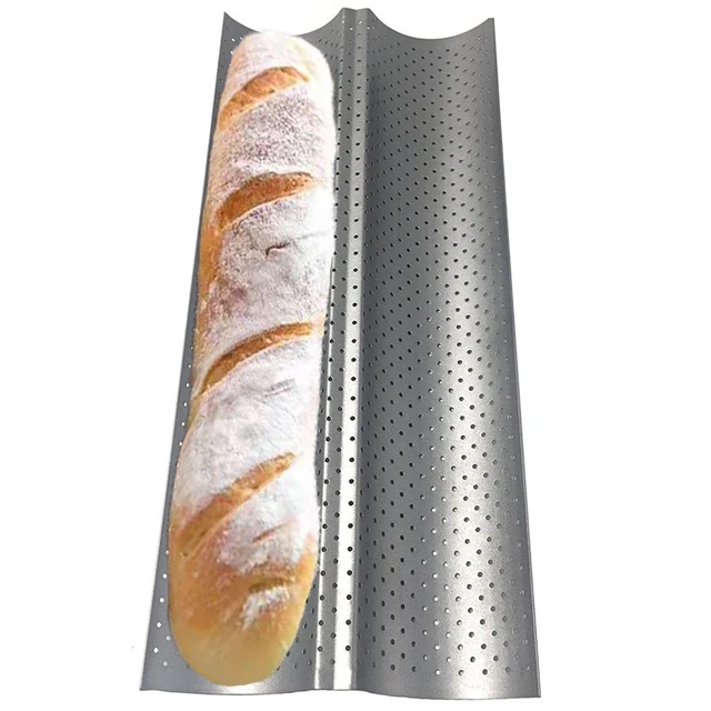 Non stick Perforated Baguette Pan French Bread Mold Wave Loaf on