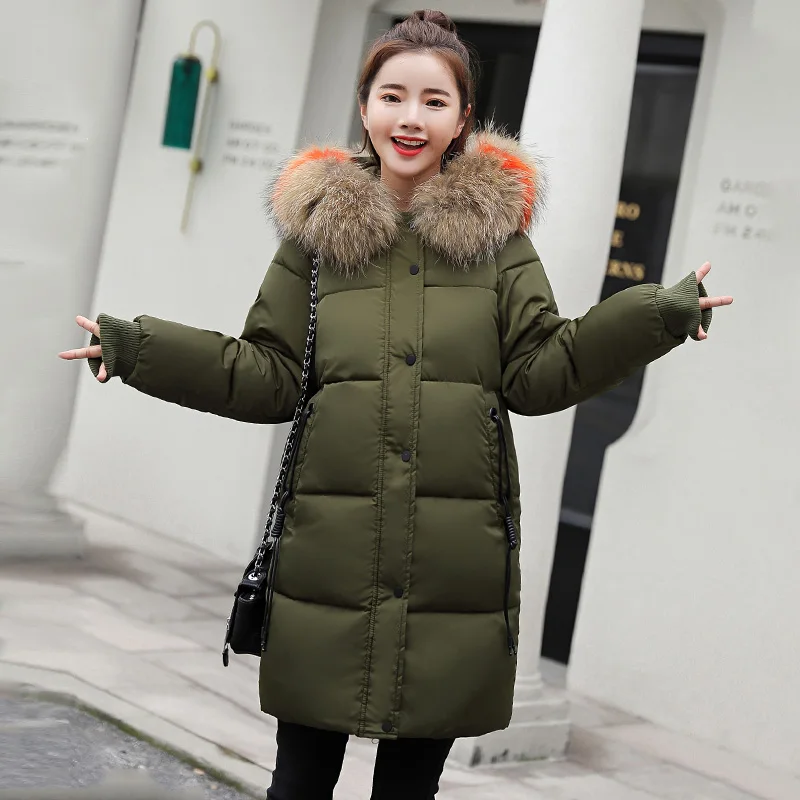 Новое поступление, зимняя женская куртка, теплая утолщенная верхняя одежда для женщин, зимняя куртка s, Длинная женская куртка с капюшоном, длинная парка, пальто - Цвет: Армейский зеленый