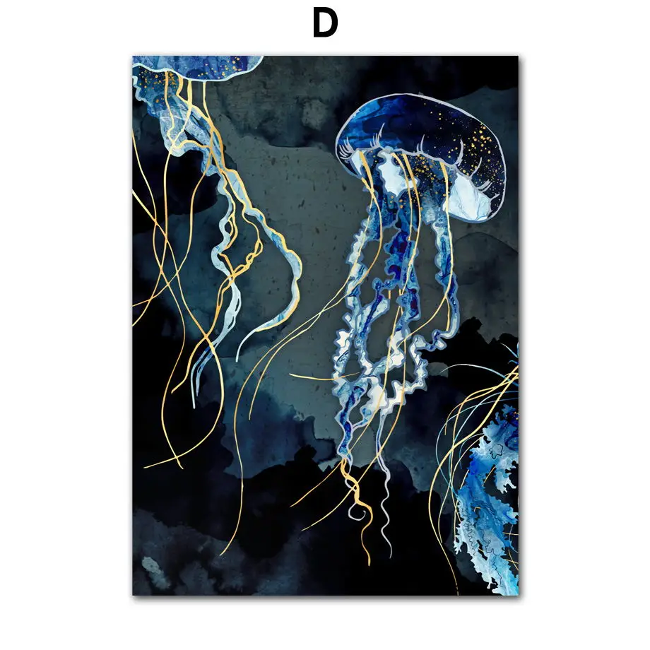 Змея Осьминог Медузы кальмары скандинавские плакаты и принты настенные художественные картины на холсте настенные картины для гостиной художественные принты Декор - Цвет: D