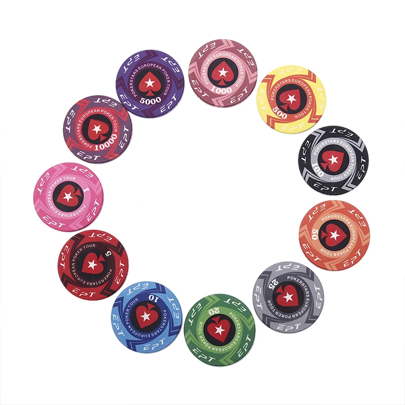 

EPT Ceramic Texas Poker 1pc Chips Professional Casino Pokerstars European Poker Tour Poker Chips