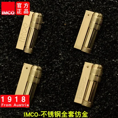 

Genuine IMCO Austrian stainless steel golden gasoline lighter vintage men Cigarette lighter