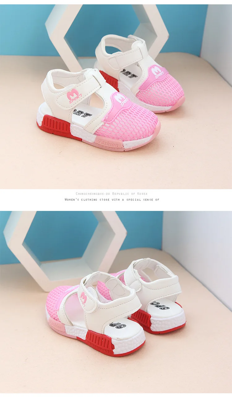 Kkabbyii сезон: весна–лето Новый Модная обувь в Корейском стиле для Обувь для мальчиков Обувь для девочек Сандалии для девочек из сетчатого