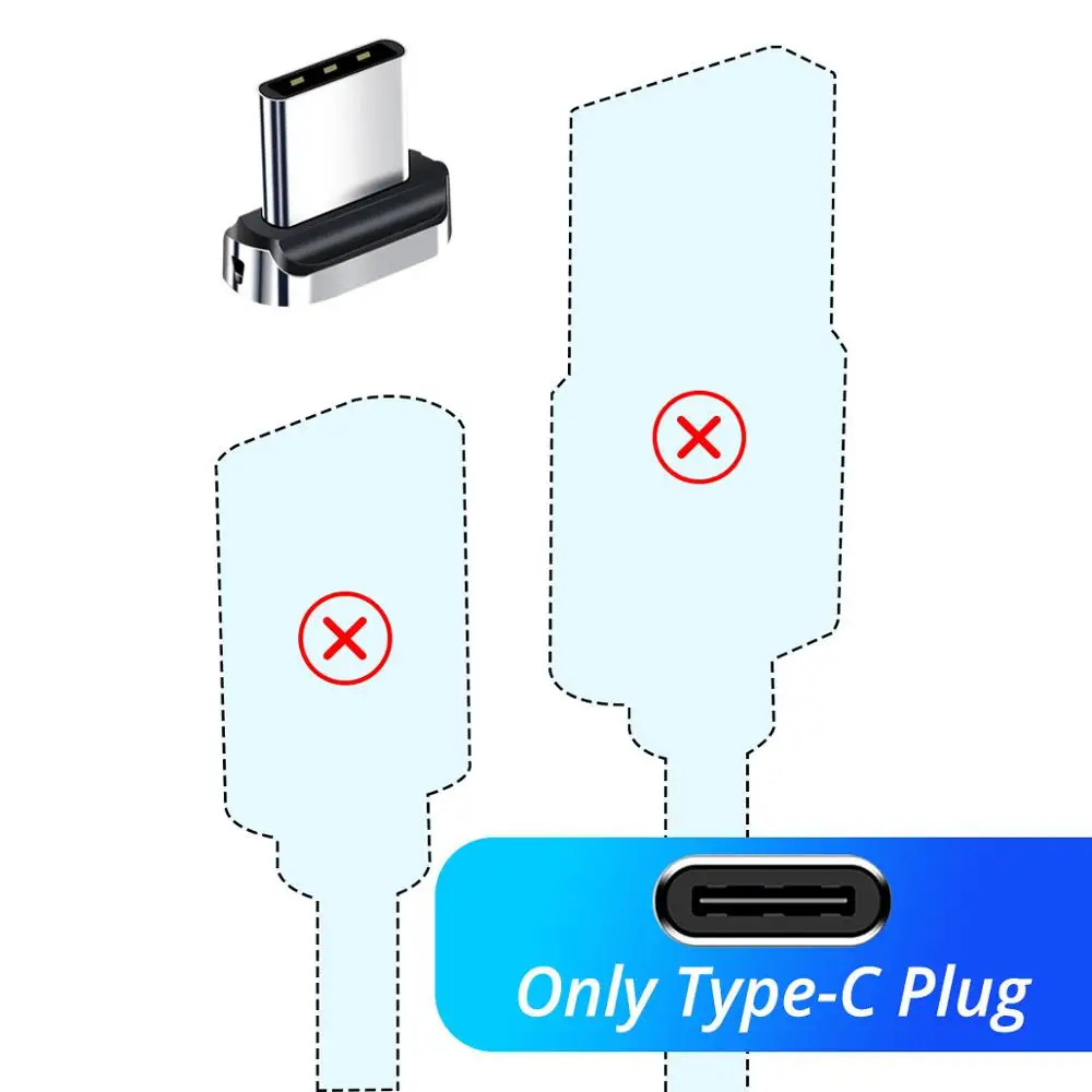 Магнитный кабель FONKEN Micro usb type C, магнитный usb-кабель для телефона, быстрое зарядное устройство 3A, шнур для быстрой зарядки для мобильных телефонов Android - Цвет: Type C Plug NO Cable