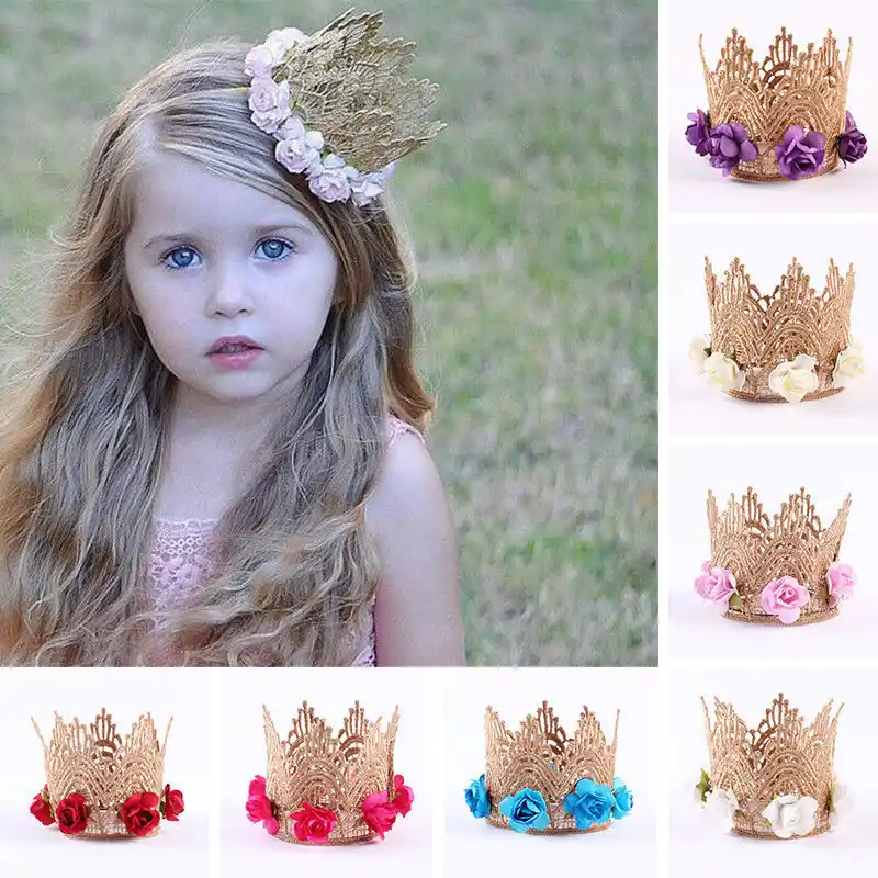 baby gold crown headband