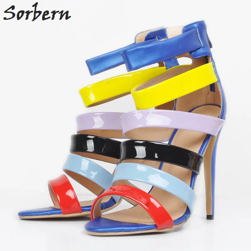 Sorbern Colorful Women Sandals High Heels Plus Size Sandals Women 2018